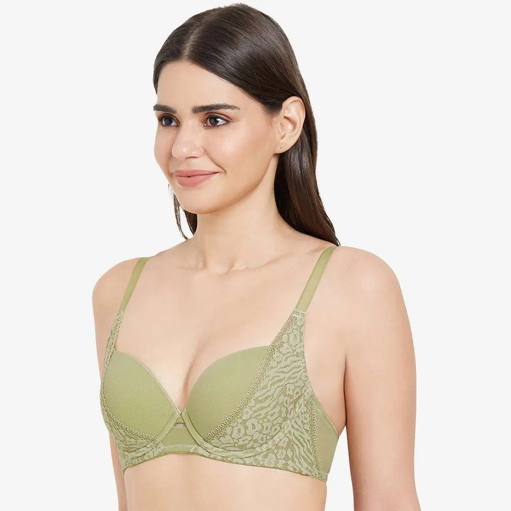 Silva Padded Wired  3/4th Cup Everyday Wear Medium coverage Fashion Bra - Green
