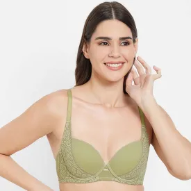 Silva Padded Wired  3/4th Cup Everyday Wear Medium coverage Fashion Bra - Green