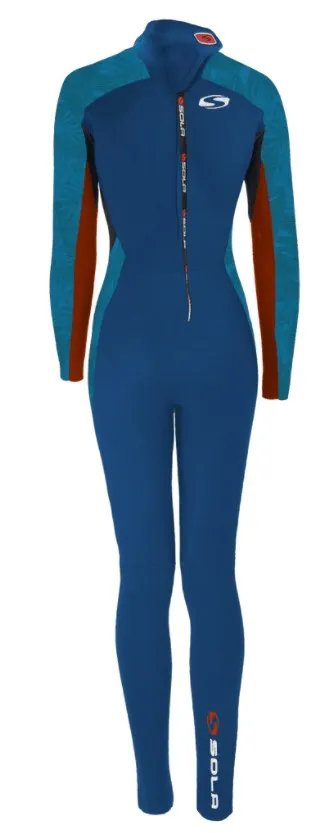 Sola Star Women's 5/4mm Glued Blindstitched Back Zip Full Wetsuit - Blue/ Red/ Palm - A1503
