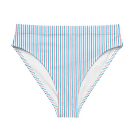 Transgender Striped High-Waisted Athletic Bikini Bottom