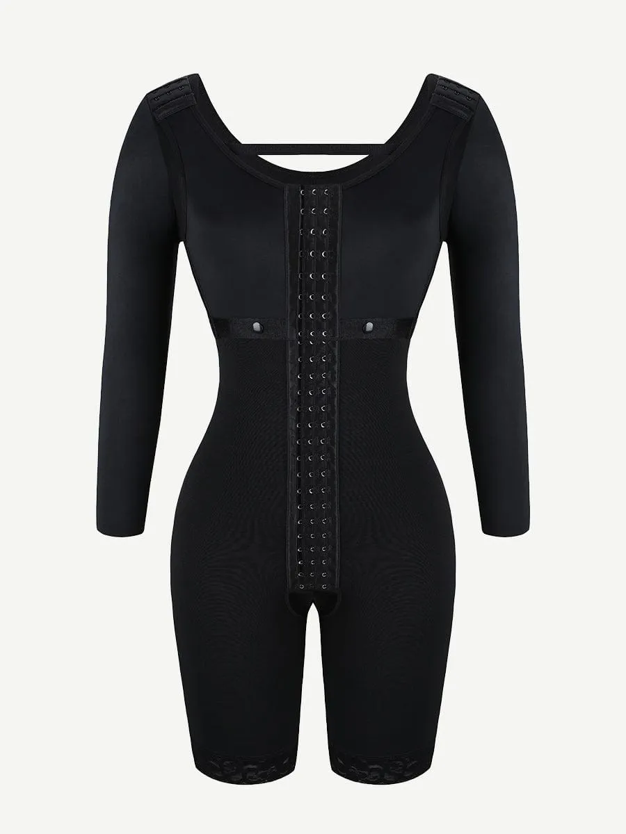 Wholesale Lace Trim Hourglass Post-surgical Body Shaper With Sleeves Good Elastic