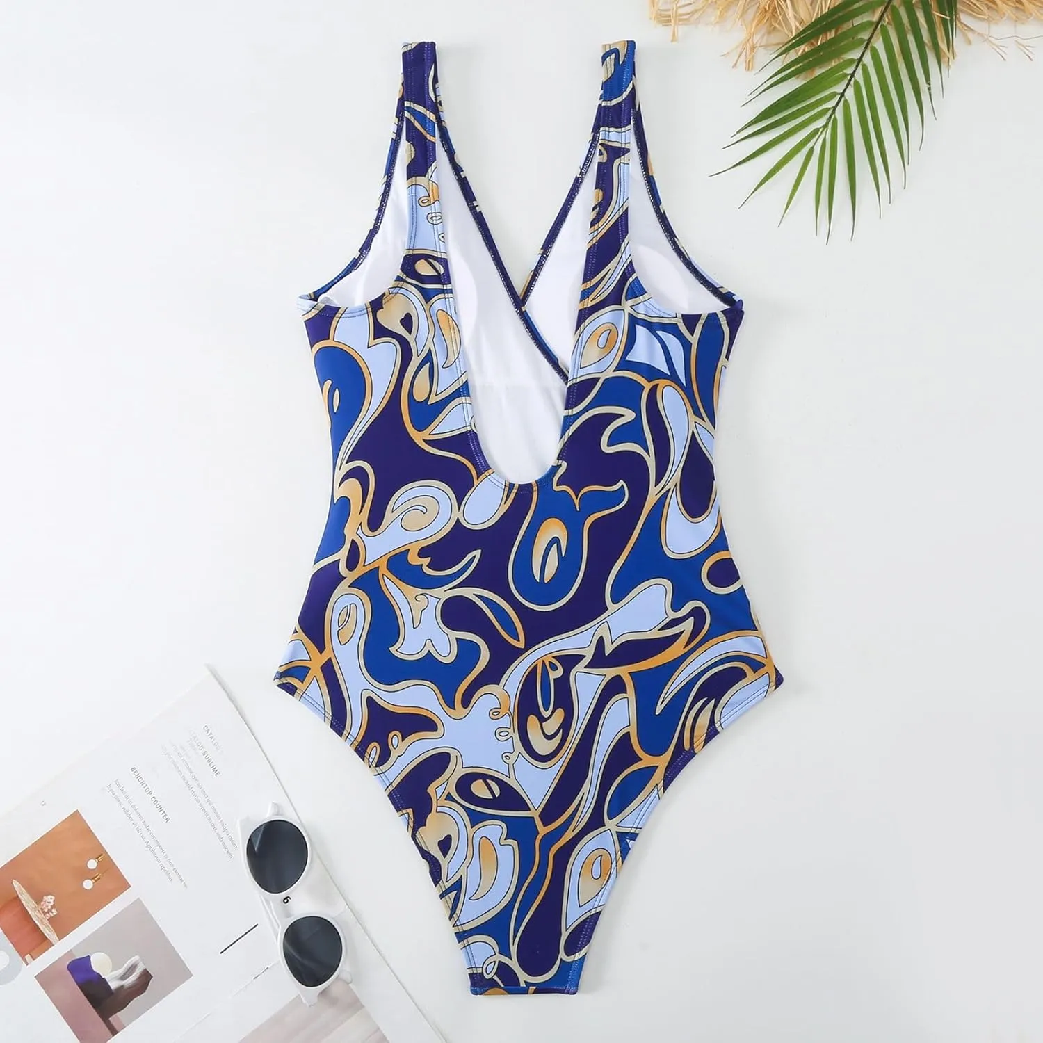 Women's One Piece Swimsuit with Cover up Set Beach Wrap Skirt Retro Floral Print Bathing Suit for Women Tummy Control