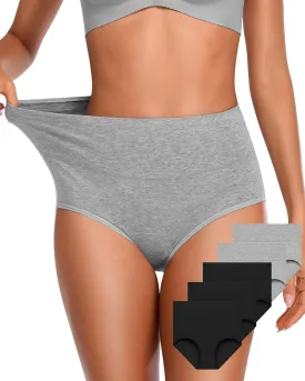 Womens Underwear Cotton High Waisted Panties Full Coverage Postpartum Briefs Soft Stretch Ladies Underpants Multi Pack