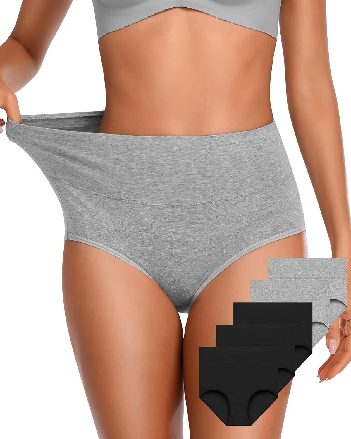 Womens Underwear Cotton High Waisted Panties Full Coverage Postpartum Briefs Soft Stretch Ladies Underpants Multi Pack