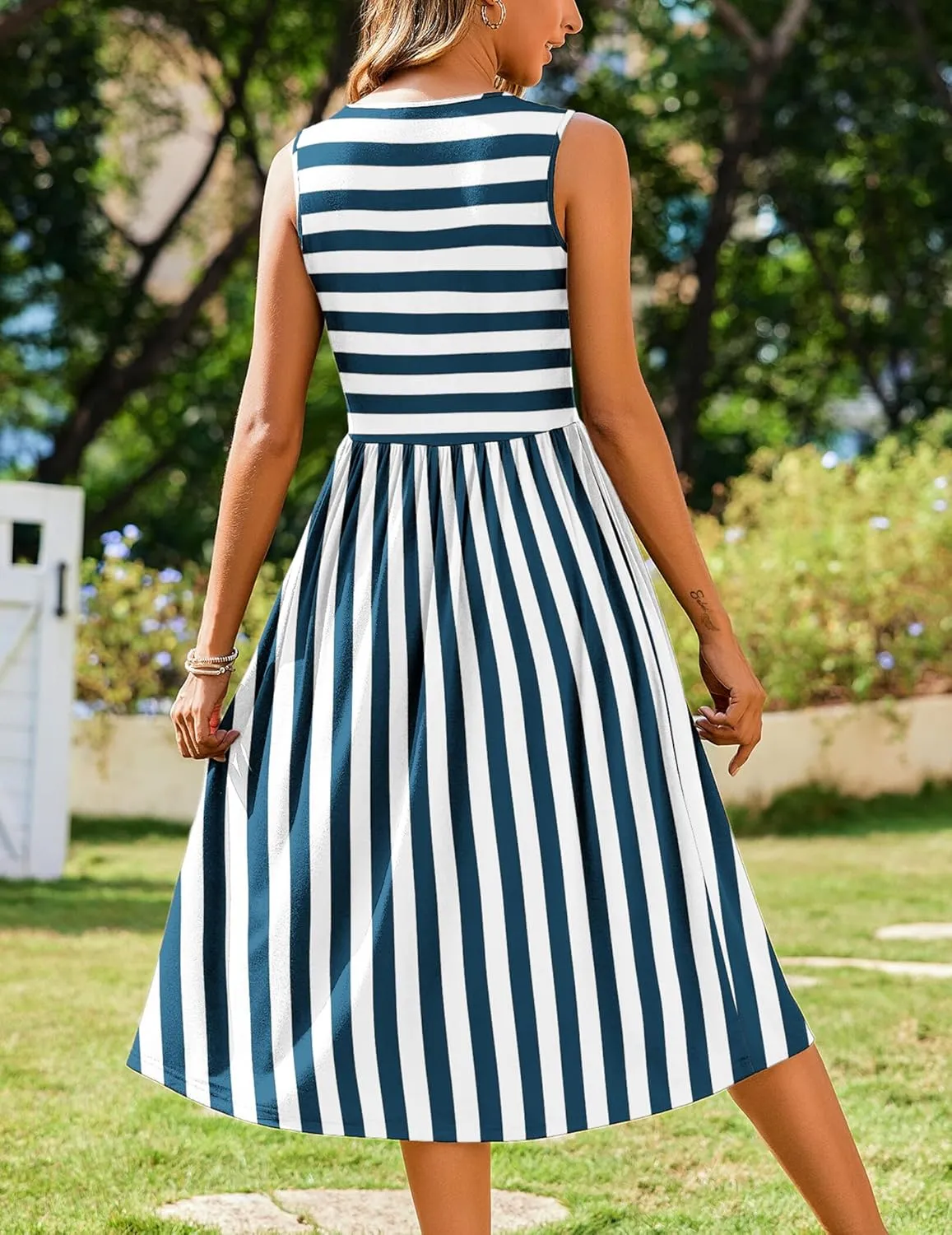 Zeagoo Women's Summer Tank Midi Dress with Pockets Sleeveless A-Line Dress Casual Floral T-Shirt Dress Flowy Beach Sundress